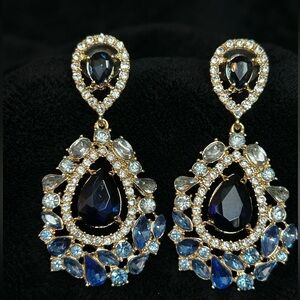 Dazzling Sapphire and Gold Drop Earrings
